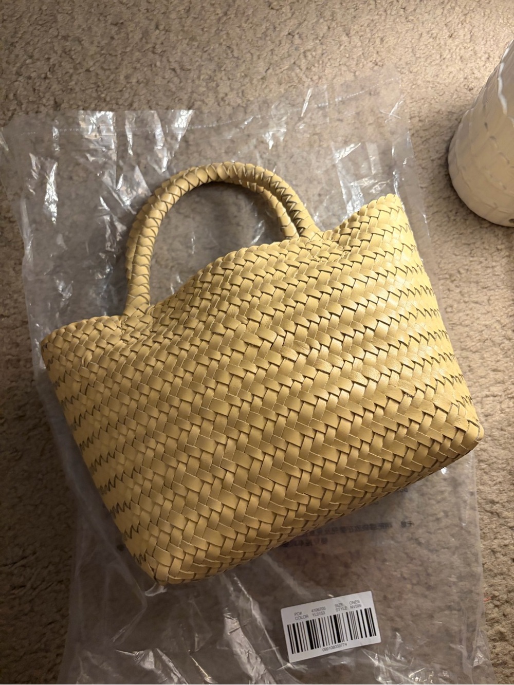 Madewell 💛 the Signature mini Woven Tote Bag in Yellow Clay NWT - Picture 2 of 9